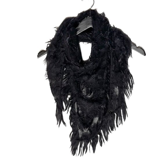 Chanel FW09 Black Mohair Blend Shift Dress w/ Fringed Shawl - Picture 9 of 12